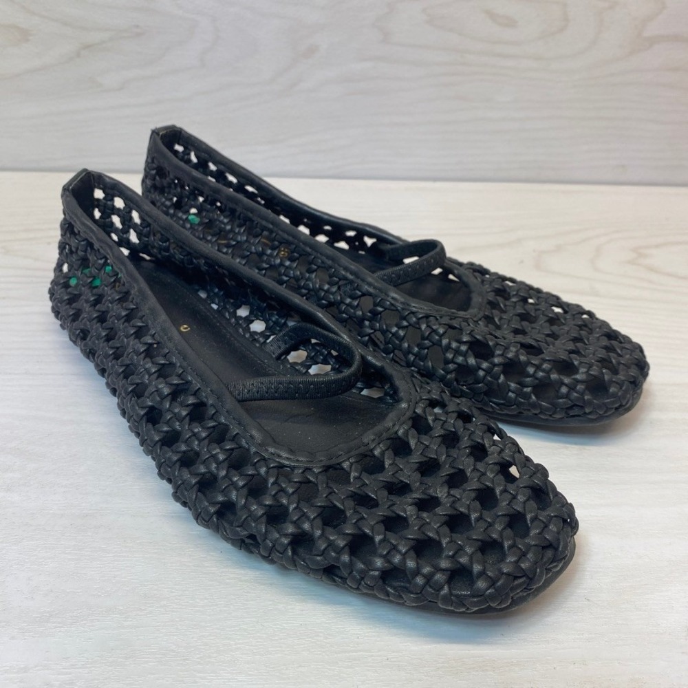 Joie Womens 8 Flats Weavy Woven Mary Jane Black Bohemian Summer Shoes